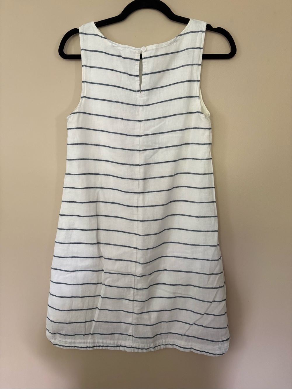 Beachlunchlounge Alina Striped Linen Blend Shift Dress XS Blue White Lined - Picture 4 of 9